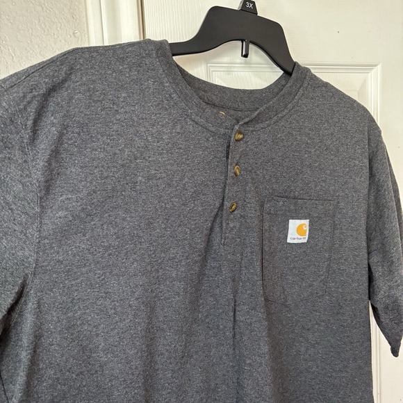 Carhartt Gray Loose Fit Henley T-Shirt Mens Short Sleeve Pullover Size XL - Picture 5 of 8